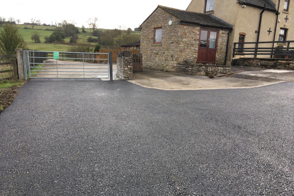 The resurfaced driveway