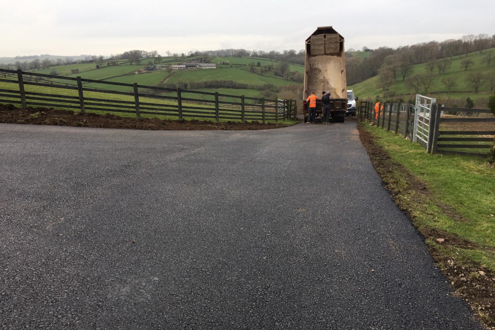 The resurfaced driveway