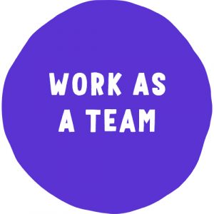 Work as a team text in circle
